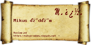 Mikus Ádám névjegykártya